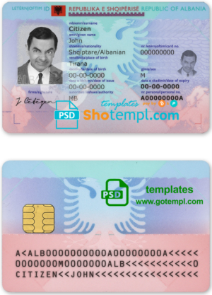 Albania ID template in PSD format, fully editable