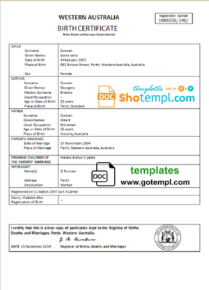 USA Medical certificate template in Word and PDF format, version 2