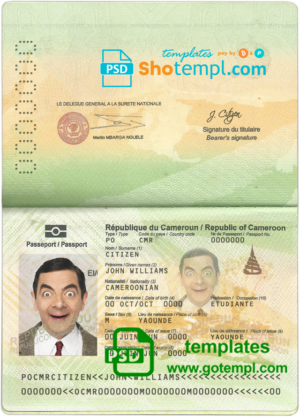 Cameroon passport template in PSD format