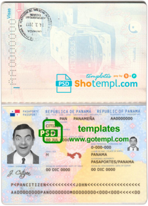 Panama passport template in PSD format