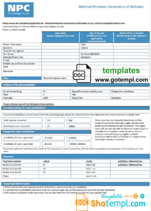 California PG&E (Pacific Gas and Electric Company) business utility bill, Word and PDF template, 2 pages