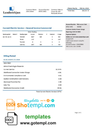 Hotel room invoice template in word and pdf format