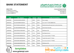 North Macedonia Capital Bank statement Excel and PDF template
