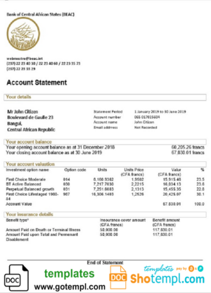 USA Kentucky electricity utility bill template in Word format