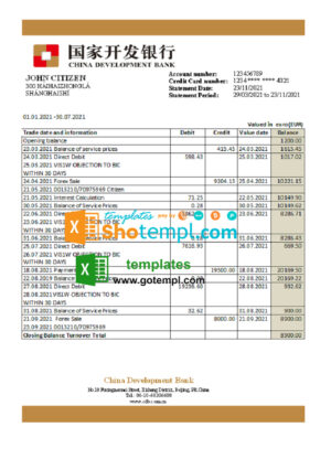 Jamaica Scotiabank bank statement Excel and PDF template