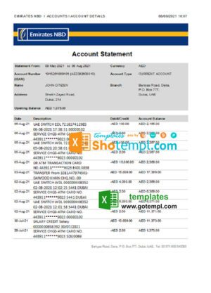 Hungary K&H bank account balance reference letter template in Word and PDF format