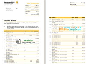 Erie Thames utility business bill, Word and PDF template, 2 pages