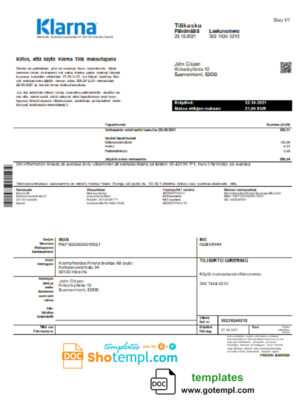 Morocco National Bureau of Electricity utility bill Word and PDF template