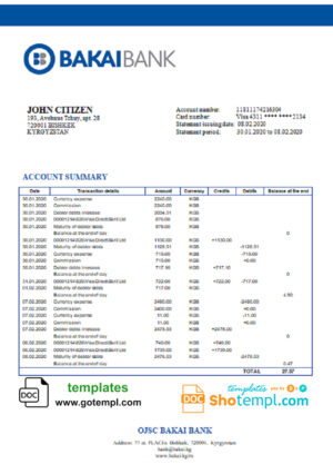 Brazil Caixa bank statement easy to fill template in Word and PDF format