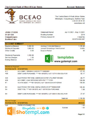 Germany Consorsbank bank statement template in Word and PDF format,(.doc and .pdf), 2 pages