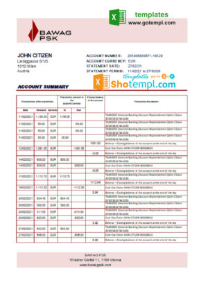 USA Wells Fargo bank credit card statement template in Word and PDF format