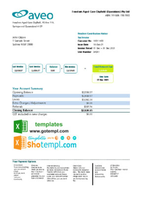 Arizona Tucson Electric Power (TEP) business utility bill, Word and PDF template, 4 pages, version 3