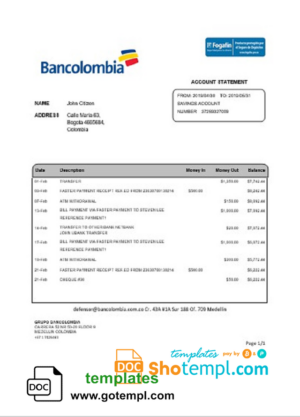 Power NI business utility bill, Word and PDF template