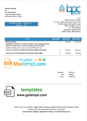 proof of employment letter template in Word and PDF format