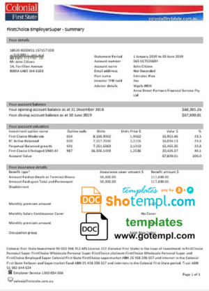 Saint Lucia Loyal bank statement, Excel and PDF template
