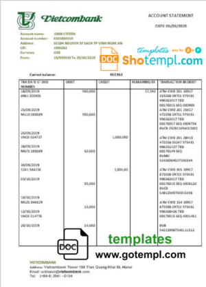 TRINIDAD AND TOBAGO CITIBANK LIMITED bank statement Word and PDF template