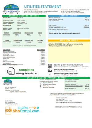 UK Electricity business utility bill, Word and PDF template