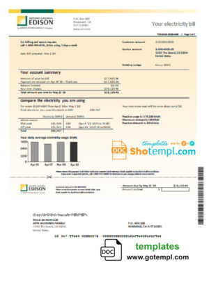 Serbia electricity proof of address utility bill template Word and PDF format