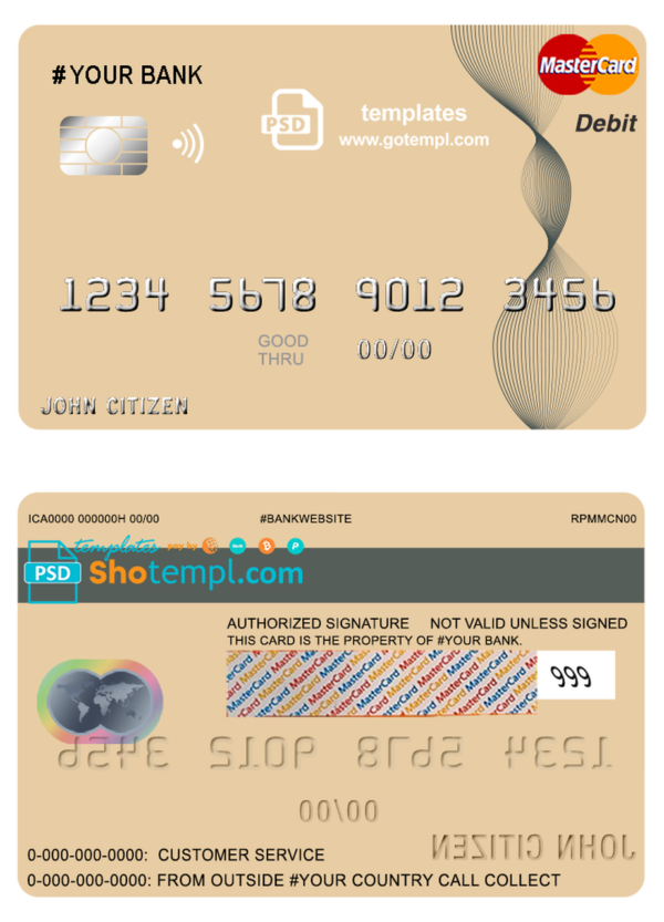 # abstractaza universal multipurpose bank mastercard debit credit card template in PSD format, fully editable