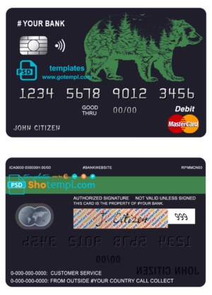 Poland Banca Intesa visa card fully editable template in PSD format