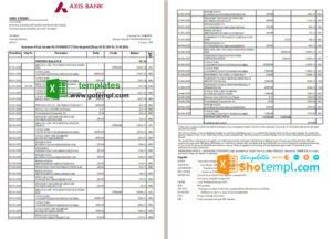 PNC Bank firm checking account statement Word and PDF template