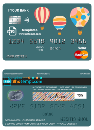 Zambia Absa Bank Zambia Plc visa debit card fully editable template in PSD format