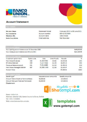 Zimbabwe Standard Chartered Bank statement template in Word and PDF format