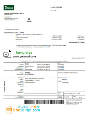 Creos Luxembourg gas business utility bill, PDF and WORD template