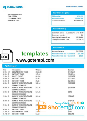 USA San Francisco Xfinity Comcast utility bill template in Word and PDF format (2 pages)