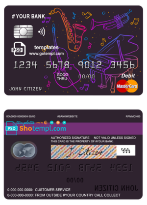 # moonlight instrumental universal multipurpose bank mastercard debit credit card template in PSD format, fully editable