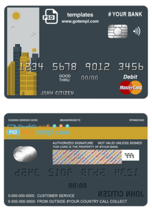 United Kingdom HM Revenue & Customs bank mastercard, fully editable template in PSD format