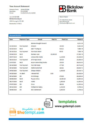 USA John Rental Services invoice template in Word and PDF format, fully editable