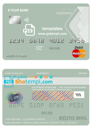 # upgrade abstract universal multipurpose bank mastercard debit credit card template in PSD format, fully editable