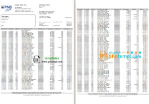 Philippines PNB bank statement template in Word and PDF format (4 pages)