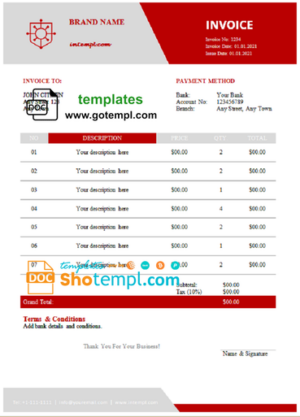 # spire venture universal multipurpose good-looking invoice template in Word and PDF format, fully editable