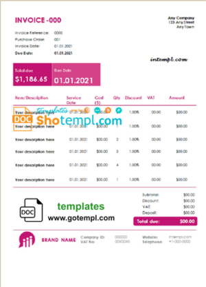 # protect eagle universal multipurpose tax invoice template in Word and PDF format, fully editable