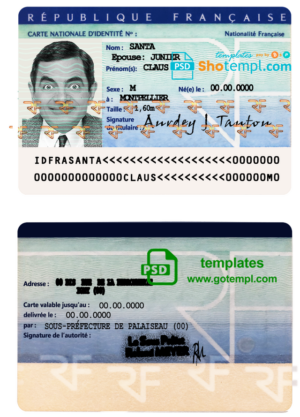 France ID template in PSD format, fully editable