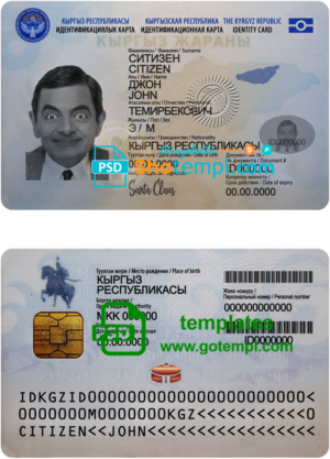 Kyrgyzstan ID template in PSD format, fully editable