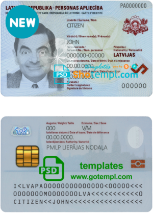 Latvia ID template in PSD format, fully editable