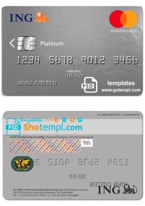 Sao Tome and Principe Banco mastercard fully editable template in PSD format