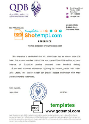 BNI Bank firm statement Word and PDF template