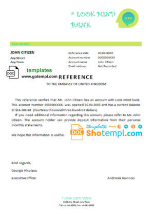 # look mind bank template of bank reference letter, Word and PDF format (.doc and .pdf)