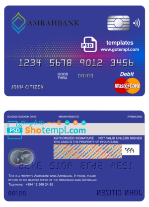Trinidad and Tobago First Citizens Bank mastercard fully editable template in PSD format