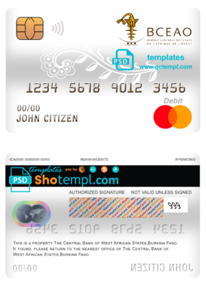 Syria Cham Bank mastercard platinum, fully editable template in PSD format