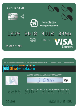 # creations line universal multipurpose bank visa electron credit card template in PSD format, fully editable