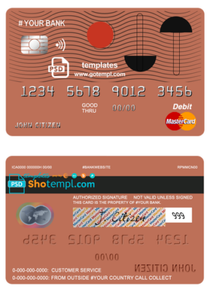 # culture abstract universal multipurpose bank mastercard debit credit card template in PSD format, fully editable