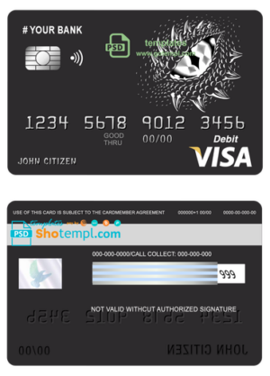 # dragonella universal multipurpose bank visa credit card template in PSD format, fully editable