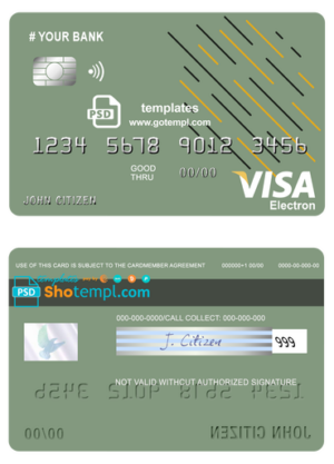 # energy line universal multipurpose bank visa credit card template in PSD format, fully editable