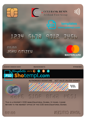 Burundi Bank of the Republic of Burundi mastercard debit card template in PSD format, fully editable