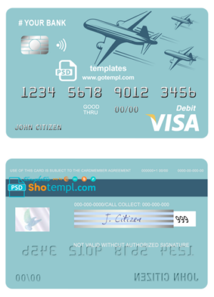 # finesse ship universal multipurpose bank visa credit card template in PSD format, fully editable